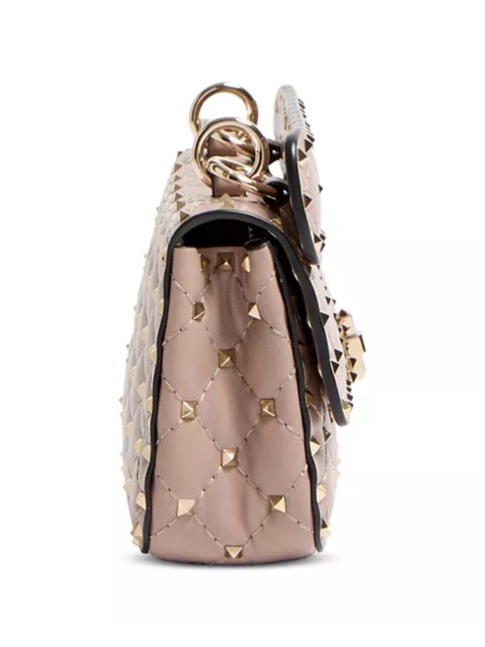 Valentino Garavani Quilted Rockstud Crossbody Bag in Taupe - Picture 3 of 8